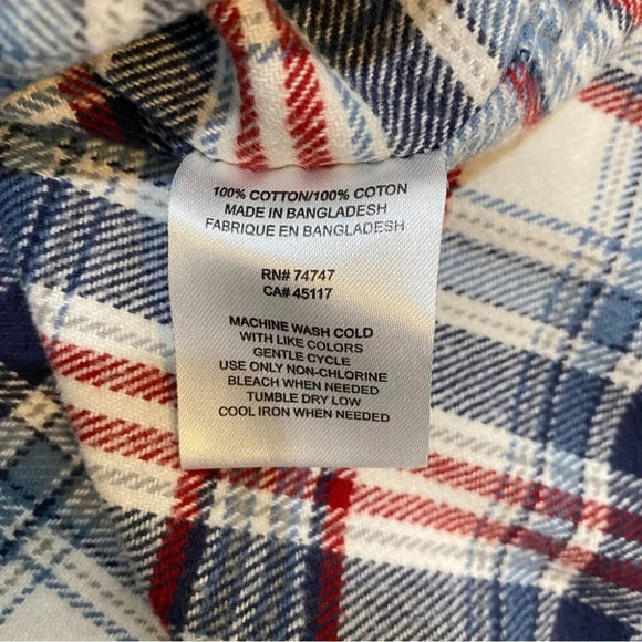 Red Head Mens Flannel Shirt Size M Long Sleeve Button Down beige/ blue/ red - Picture 5 of 13